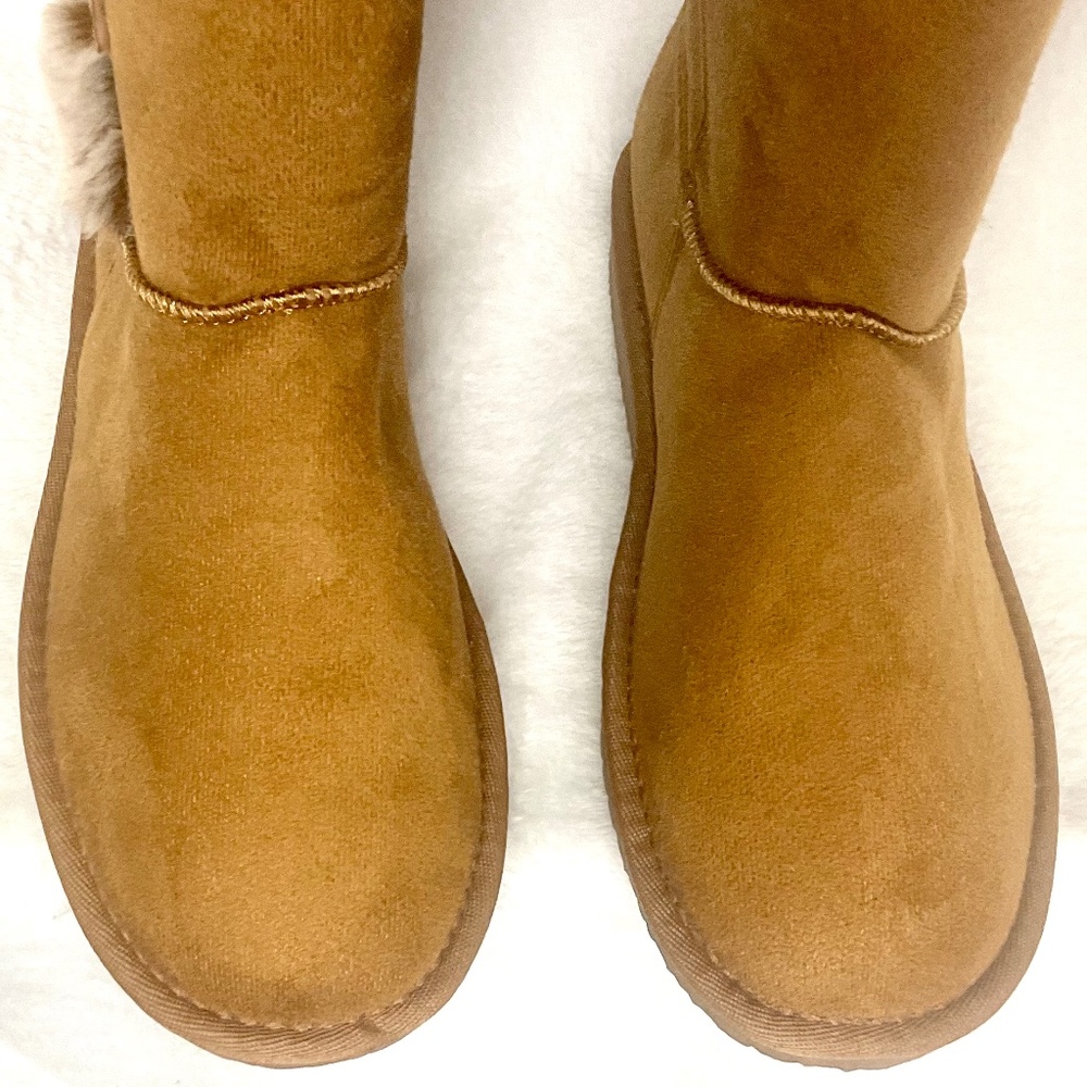HStylish Brown Slip On Calf High Fur-Lined Waterproof Winter Snow Boot Sz 9 - Picture 5 of 16